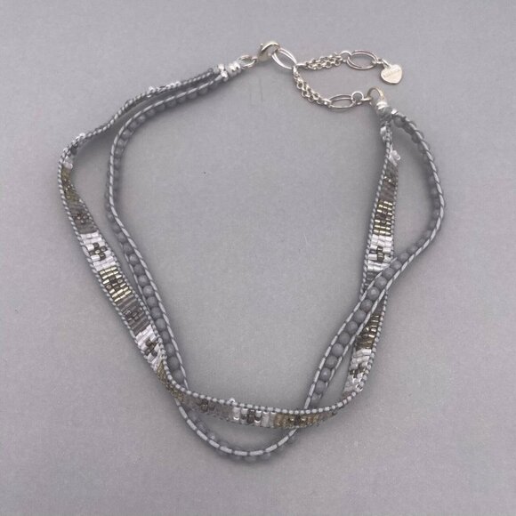 Nakamol Leather Corded Faceted Beaded Necklace Gray Adjustable 13 to 17 Inch - Picture 2 of 5